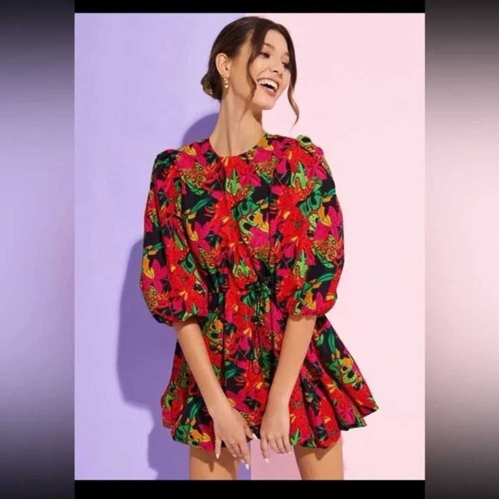 Floral Red Dress